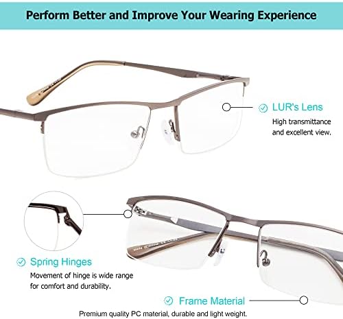 LUR 3 опаковки очила за четене в полукръгла рамка + 6 опаковки класически очила за четене (само за 9 двойки ридеров + 1,25)