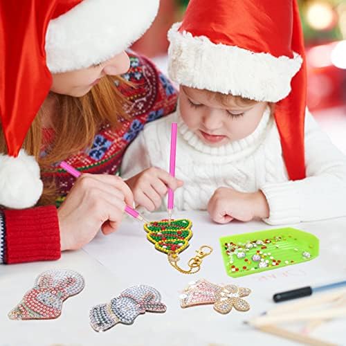 EPDPLAY Комплекти за Ключове с Коледна Диамант Рисувани, направи си САМ Коледна 5D Двустранен Ключодържател с Диаманти, Коледни