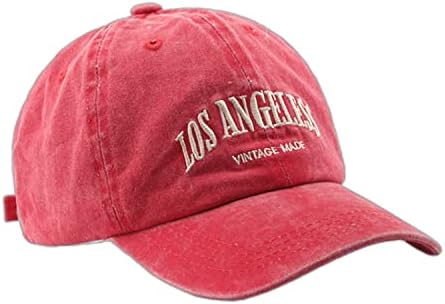Бейзболна шапка Los Angeless Памучен Регулируема нисък профил Шапка с Каишка, Промытая Реколта Потертая Деним Шапка на Татко от