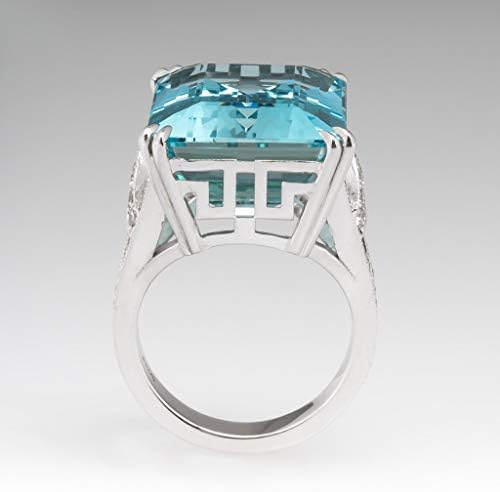 2023 Нови тенденции в Синьото пръстен Геометричен Дама правоъгълник бижута, Модни пръстени, масивни пръстени от смола (сребро, 6)