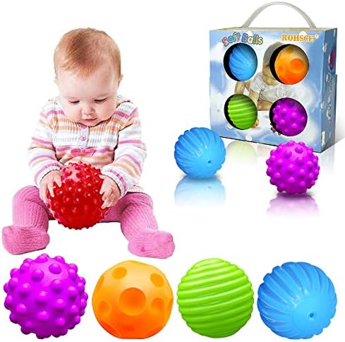 Играчки Монтесори за деца на възраст над 3 месеца, Бебешки Топки от 3 до 12 месеца, за бебета и деца от 3 м +, Определени Текстурирани