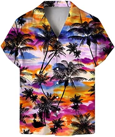 2023 Нова Мъжки Ежедневни Свободна Плажна Хавайска Риза с Флорална Принтом и Къс Ръкав Копчета, Обикновена Тениска за Мъже