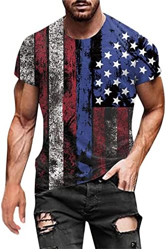 RUIRUILICO Патриотични Мъжки Тениски с Флага на Америка Летни Ежедневни Блузи с Къс ръкав Удобни Свободно Намаляване на Графични