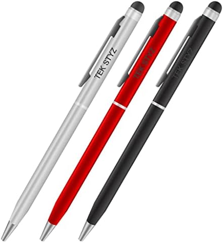 Професионална писалка за LG VS835 с мастило, висока точност, повишена чувствителност, една компактна форма за сензорни екрани [3 опаковки-черно-Червено-сребриста]
