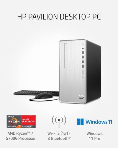 Настолен КОМПЮТЪР HP Pavilion, AMD Ryzen 7 5700G, 16 GB оперативна памет, 512 GB SSD памет, Windows 11 Pro и връзка по Bluetooth,
