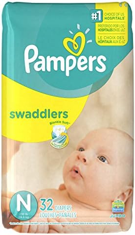 Пелени за еднократна употреба Pampers Swaddlers за новородено, размер N, брой 32 (опаковка от 4 броя)