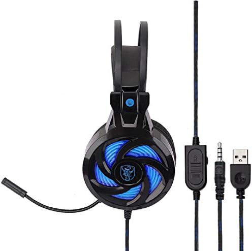 Детска Слушалки Gamer PC Headphone лента за глава Стерео Слот Слушалки с микрофон (Черен и син)