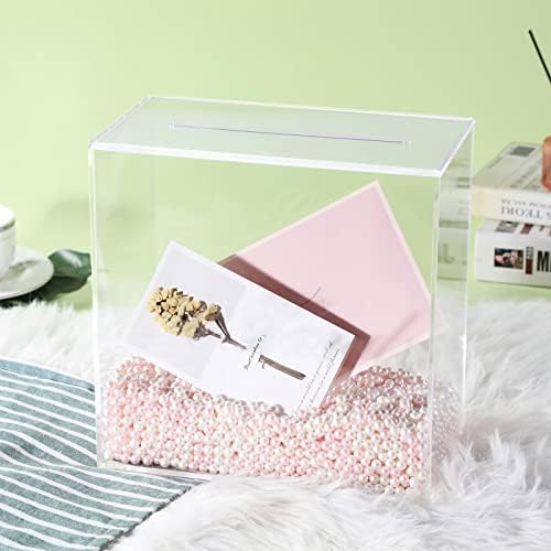 Акрилна Кутия за Карти с един Слот, Прозрачна Подарък Кутия в Плик за Сватбеното парти в чест на Младоженци