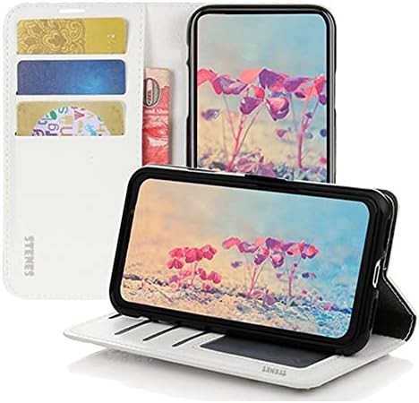 Чанта-портфейл STENES Bling за телефон, съвместим с LG G8X ThinQ - Стилен - Кожен калъф ръчна изработка с жемчужными цветове-пеперуди