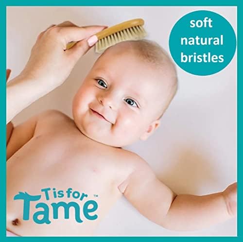 T is for Tame - Ультрамягкая дървена четка за коса премиум-клас, естествена четина за нежната детска кожа на главата, предпазва