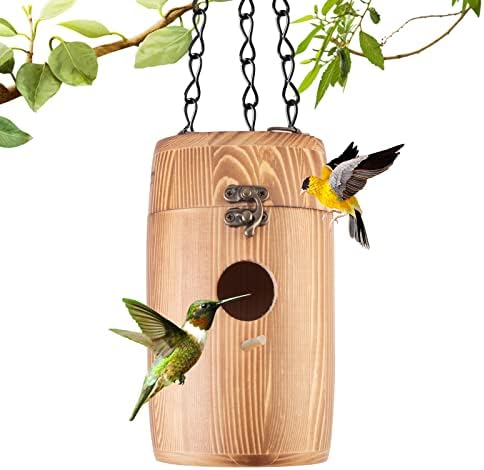 Птичи Къщички за Окачване отвън, Дървени Птичи Къщички за Крапивников, Подарък за Пролетния декор Във формата на Птиче Гнездо Направи