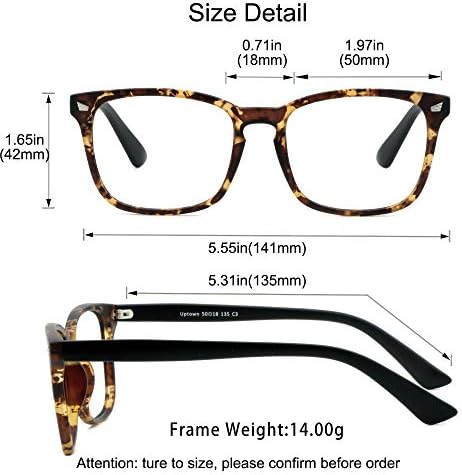 Бифокални Очила за четене YEIN с Прозрачни лещи на Пружинном Панта, Блокер Синя Светлина Очила за Жени /Мъже (+0.50/+1.75 увеличение)