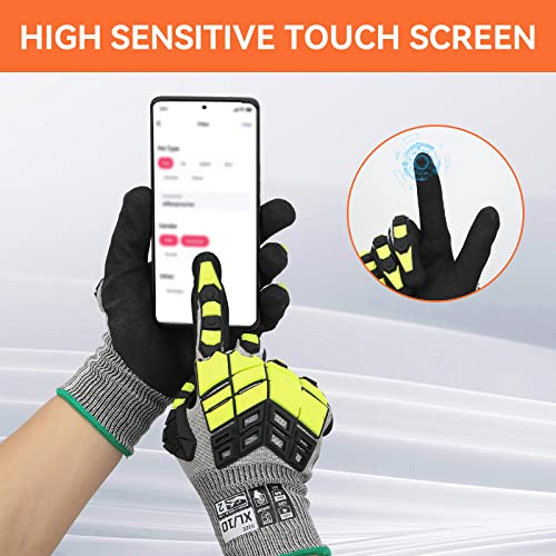 Предпазни работни ръкавици Graloky със защита от удари, за мъже и жени, Мини ръкавици TPR за тежки условия на работа със сензорен екран, Устойчив на нарязан-устойчиви Рък