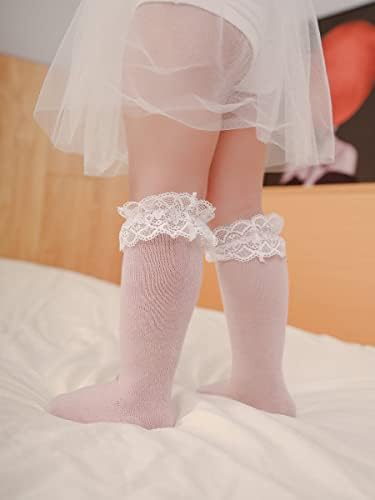 Чорапи за новородените момичета и Дантелени Чорапи до коляното в цветенце за деца