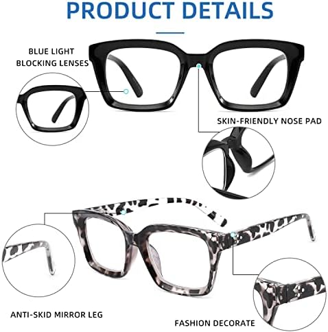 Areyeth Ретро Големи Сини Светозащитные Очила за четене за Жени в Стила на Опра, Голяма Дебели Рамки, Дамски Очила за четене с Пружинным