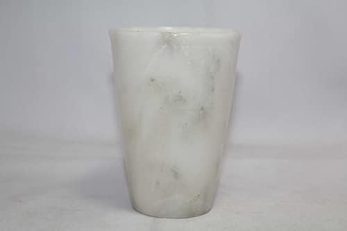 Чаша за Пиене Rajasthan скъпоценни Камъни От Естествен Бял Мрамор, Ръчно изработени За Домашен интериор A592