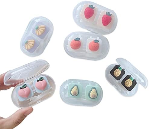 YEZHENGGUO 6 бр. калъф за контактни лещи с плодове, Комплект за гмуркане на Контактни лещи, Подходящи за работа на открито мини-Калъф