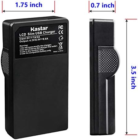 Батерия Kastar (X2) и LCD коварен USB-зарядно устройство за Panasonic DMW-BCG10 и Lumix DMC-ZS1, ZS3, ZS5, ZS6, ZS7, ZS8, ZS10,