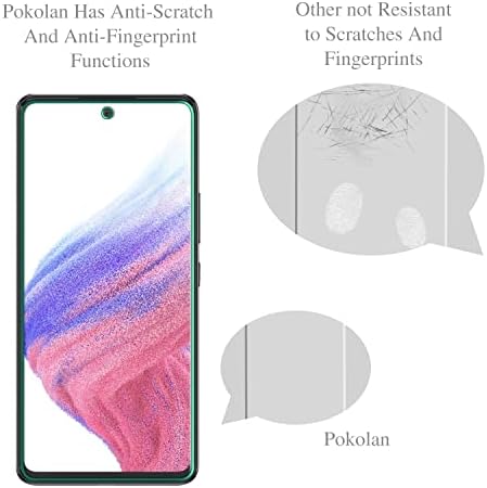 Защитно фолио Pokolan [3 опаковки] за Samsung Galaxy а a53 5G - Закалено стъкло твърдост 9H - Лесен за инсталиране, без мехурчета
