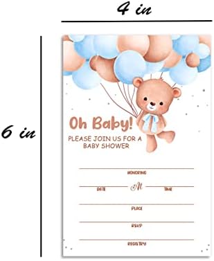 Ggjgrpx Bear Покана на парти в чест на рождения Ден на бъдещата майка, oh baby-Покана за детски душ за момчета и момичета, 20 Двустранни карти за душата на детето с плик Аксесо?