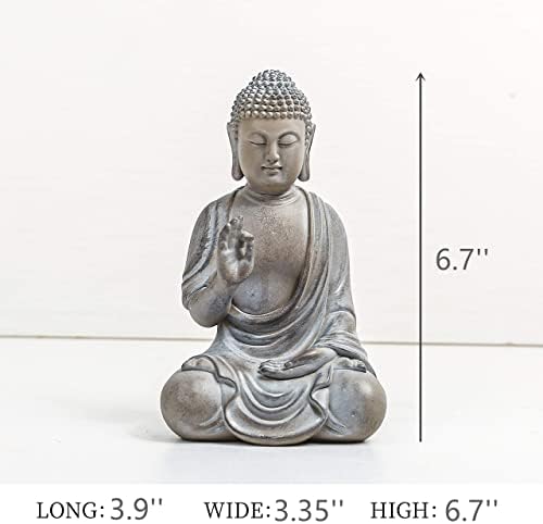 Медитиращият Буда Статуя Фигурка, 6,7 см Буда Ведър Декоративен Седнала Смола Дзен Скулптура Украса за Дома Градина Открит вътрешен