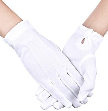 2 Чифта Бели Ръкавици Мъжки Вечерни Ръкавици за Смокинг за Полицията, Църквата Охрана, Церемониален Ръкавици
