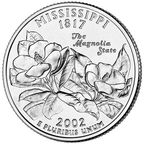 2002 P BU Избор тримесечие на щата Мисисипи, не Обращающийся монетен двор на САЩ