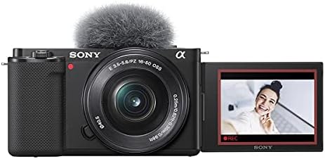 Беззеркальная камера Sony ZV-E10, с обектив 16-50 мм и E-байонетом 55-210 mm f/4.5-6.3 OSS E, Черен комплект с пакет за видеоблоггера,