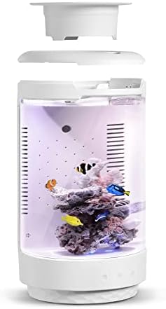 Настолен Аквариум за риби С Led Цветни Крушки, Осветление и Филтър на Захранването Blue октопод