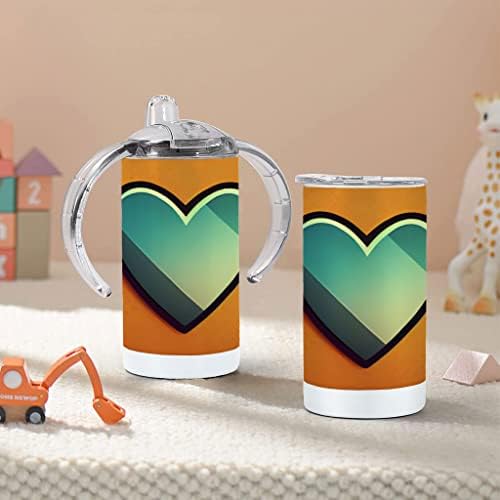 Чаша-Sippy с принтом във формата на сърце - Красива Художествена Детска чаша-Sippy С Цветен принтом