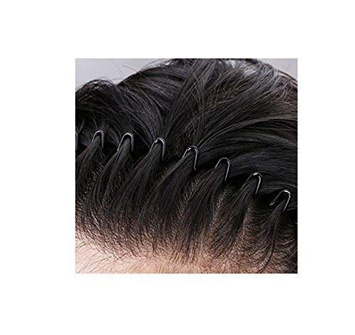 SHREESHANAIK Pack 3 Мъжки лента за коса, метална превръзка на главата, черна превръзка на главата, пружинящие вълнообразни нескользящие