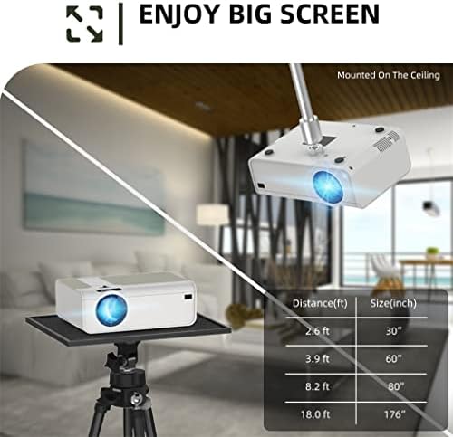 Мини проектор HGVVNM T4 3600 Лумена С поддръжка на Full HD 1080P led Проектор с голям екран, Преносим за Домашно Кино Smart Video в прожектор (Цвят: A)