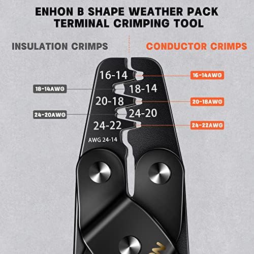 Инструмент за кримпване на клемм Enhon Weather Pack, Инструмент за кримпване на кабели за клемм с отворен багажник, пресклещи Deutsch, Съвместим с комплекта контактни клеммных