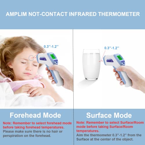 Термометър за челото Amplim No Touch - Безконтактно цифров инфрачервен термометър - Медицински, гигиеничный, точен, с моментално