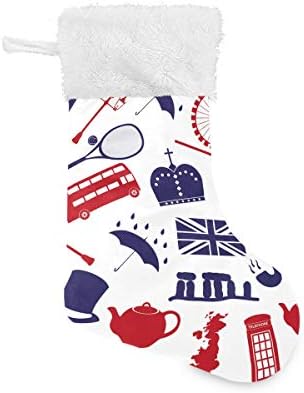 Коледни Чорапи с надпис Кънтри Обединеното Кралство PIMILAGU, 1 Опаковка, 17,7 инча, Окачени Чорапи за Коледна украса