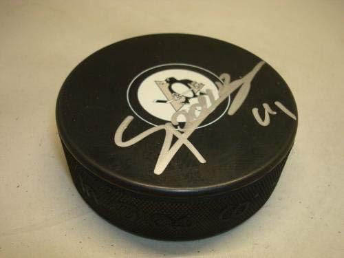Даниел Спронг подписа хокей шайба Питсбърг Пингуинс с автограф 1А - Autograph NHL Pucks