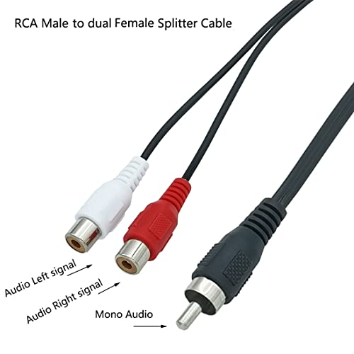 Сплитер AILTECK RCA Кабел-адаптер от 1 щепсела до 2 штекеров RCA Y за автомобилни аудио, Субуфер, CD плейър, за Домашно кино, 2
