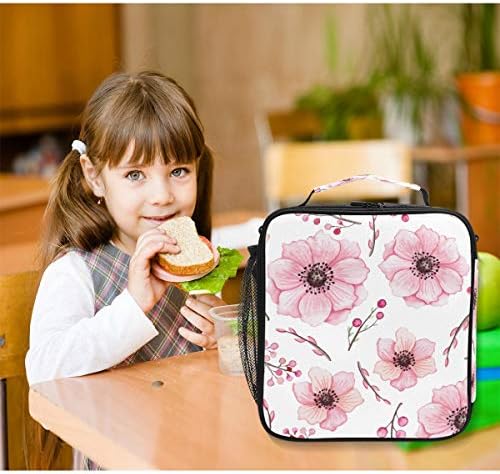 Акварельно-Розови Цветя, Плодове Обяд-Бокс, голяма пазарска чанта за многократна употреба Изолиран Училище Чанта-Хладилник за Жени