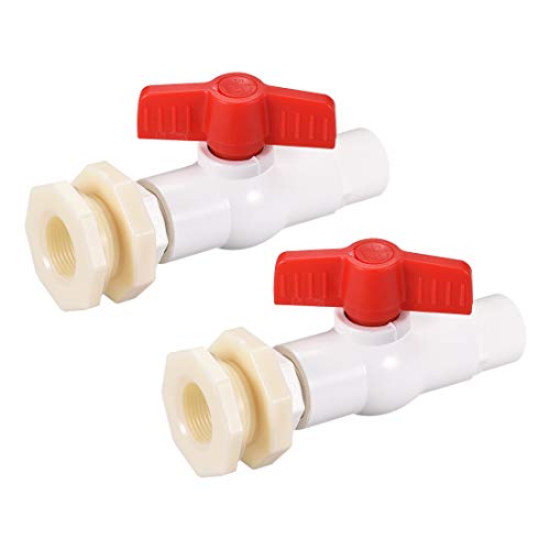 Комплект Фитинги Дюзи Наредба кран uxcell от PVC G1/2, с Адаптер за монтаж на стена, Бяло и Червено за Резервоар за вода 2 бр.