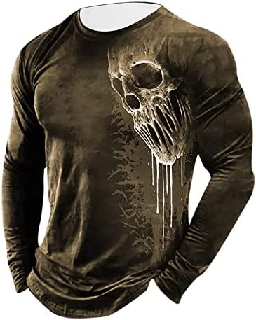Модни Блузи за мъже 2023, Реколта Тениски с Изображение на Скелета, на Новост, Пуловер с Дълъг Ръкав, Риза, Ежедневни Блузи С кръгло