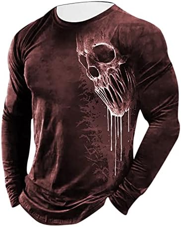 Модни Блузи за мъже 2023, Реколта Тениски с Изображение на Скелета, на Новост, Пуловер с Дълъг Ръкав, Риза, Ежедневни Блузи С кръгло