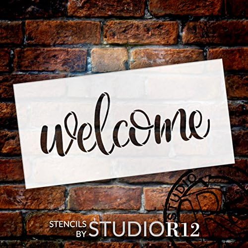Добре дошли, Готин Шаблон за Курсив от StudioR12 | Подарък за Дома на верандата със Собствените си ръце | Дървена Табела за Бродерия