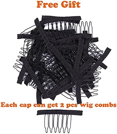 1 Шапка за перука размер на 1.5 X 3 инча U с 2 мрежи за чесане на косата на перука с мрежесто купол (цвят: M)