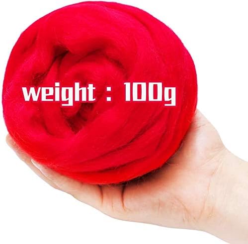 Комплект за плетене на една Кука TRENDYBOY Прежди 3,53 грама Червена Вълна Ровинг-Прежди, Аксесоари за Тепане от Вълна, Чиста