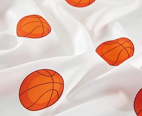 Комплект спортни облекла за деца и юноши Chezmoi Collection от 4 дисциплини - Баскетбол топка от мек Микрофибър Бял и оранжев цвят,