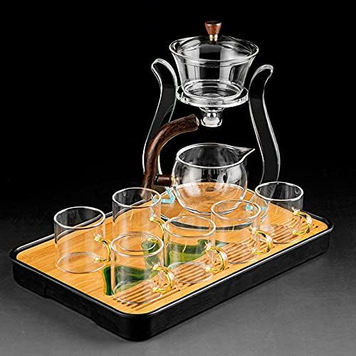 Стъклена Чай RORA Мързел Kungfu, Полуавтоматични, Въртящи по Капка с приготвяне на чай, Набор от Стъклени Манекени (6 чаши)