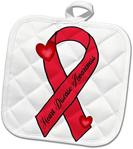 Кухненски ръкавици 3dRose Cool Red Ribbon и Сърца за подпомагане и информиране за заболявания на сърцето - phl-362947-1)