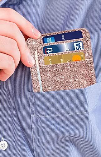 HOTCOOL Държач за Карти Чантата си, С Преден Джоб с Минималистичен Кожен Портфейл С RFID-Заключващ Държач за Карти в Чантата си
