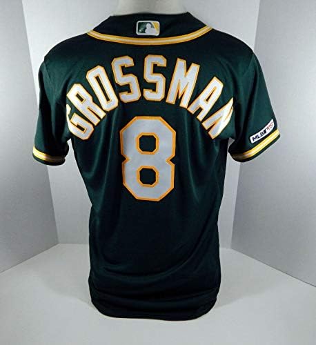 2019 Oakland A ' s Athletics Роби Гросман №8 Издаде Зелена фланелка 150 P - Използваните в игрите на тениски, MLB