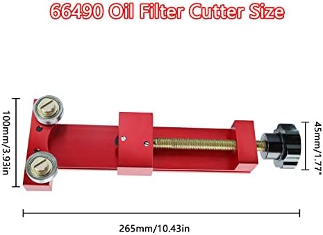 Нож за маслен филтър HNeekyr 66490 Инструмент за рязане на маслен филтър за Диапазон на рязане филтър 1-3 / 4до 5-3/4 Червен